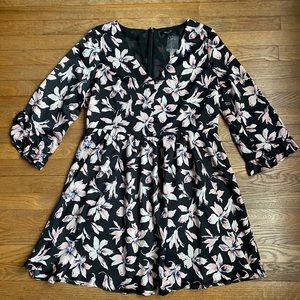 Madewell black flower print mini dress